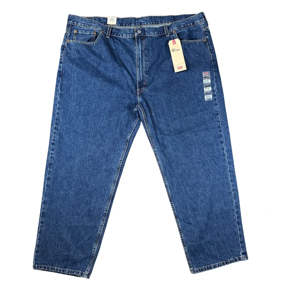 NWT Levis 550 Relaxed Fit Tapered Leg Jeans Mens 50x29 Big and Tall Blue Denim